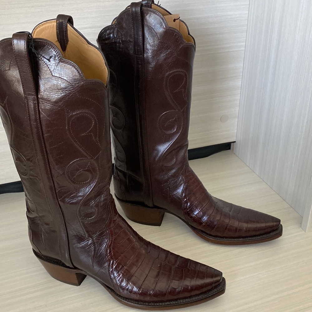 Lucchese Womens handmade leather cowboy boots L4127 size 9.5 caiman belly - Picture 4 of 12